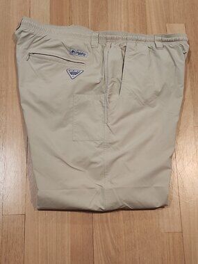 COLUMBIA PFG Mens XXL 32 long Pants fishing hiking quick dry outdoor cargo khaki